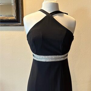 Elegant Black Maxi Dress with Silver Accents